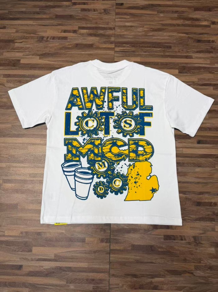 Cough Syrup Front State Map Gear Cup Graffiti Graphic Back Stacked Gear Slogan Print Tee 2 colors 29455725