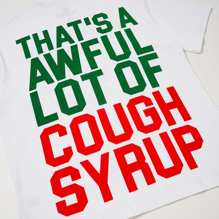 Cough Syrup Front Cartoon Beaver World Flag Soccer Graphic Back Bold Slogan Print Tee 2 colors 29455699