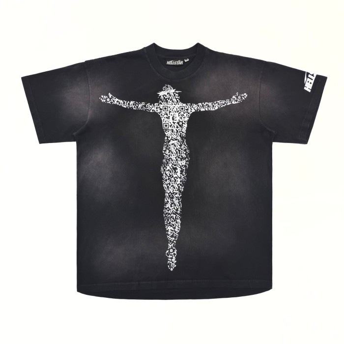 [50% Off]Hellstar Studio [Big & Tall for weights up to 260 lbs]1:1 quality version QR Code Standing Man Print Tee 26854454