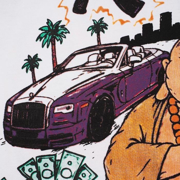 Cough Syrup Front Buddha Car Cartoon Graffiti Back Bold Letter Print Tee 2 colors 29455655