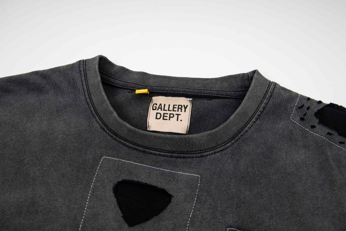 GaIIery Dept. Front Patch Ripped Patchwork Pocket Back Subtle Text Print Washed Tee 29455586