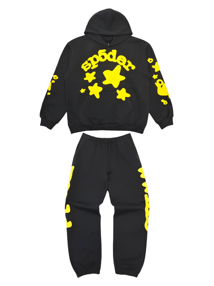 [50% Off]Sp5der 1:1 quality version SP Big Star Foam Print Hoodie & Pants Set 2 colors 26849465
