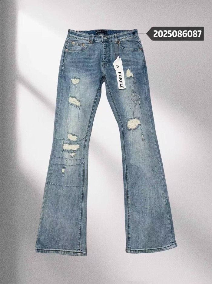 Purple Brand 1:1 quality version Washed Mesh Patch Frayed Ripped Slim Flare Denim Jeans 29456828
