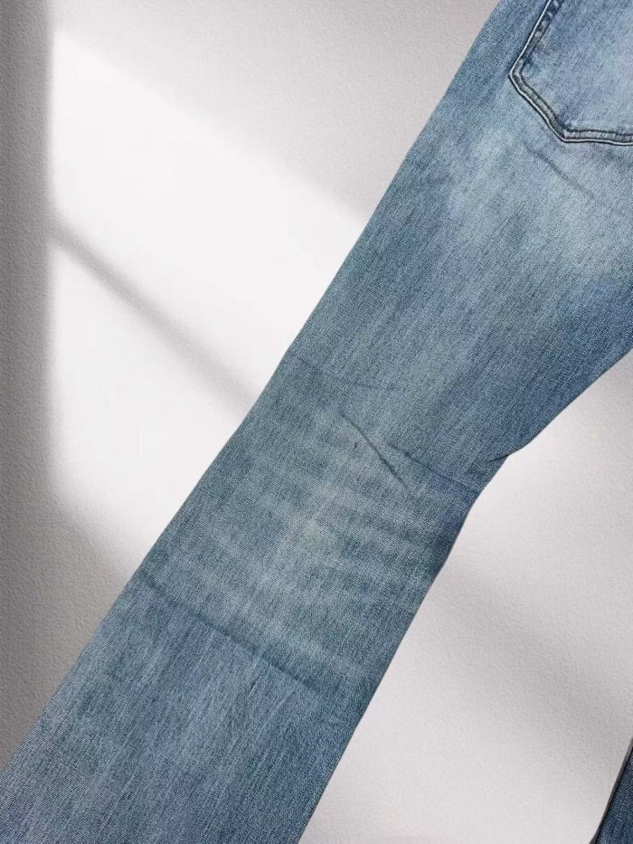 Purple Brand 1:1 quality version Washed Mesh Patch Frayed Ripped Slim Flare Denim Jeans 29456828