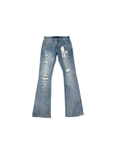 Purple Brand 1:1 quality version Washed Mesh Patch Frayed Ripped Slim Flare Denim Jeans 29456828