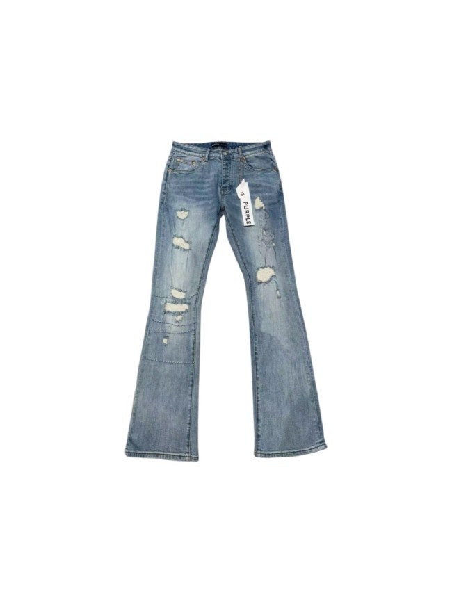Purple Brand 1:1 quality version Washed Mesh Patch Frayed Ripped Slim Flare Denim Jeans 29456828