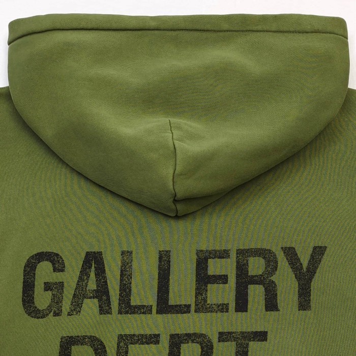 GaIIery Dept. [Big & Tall for weights up to 260 lbs]1:1 quality version Vertical Black Letter Print on Both Sleeves Washed Full-Zip Hoodie 29458627