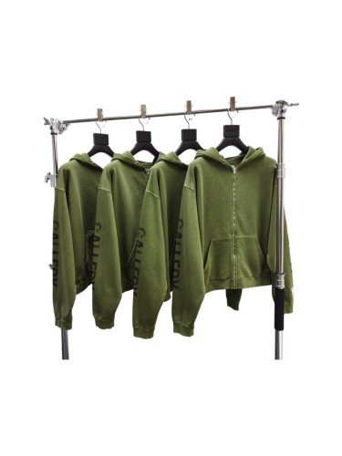 GaIIery Dept. [Big & Tall for weights up to 260 lbs]1:1 quality version Vertical Black Letter Print on Both Sleeves Washed Full-Zip Hoodie 29458627