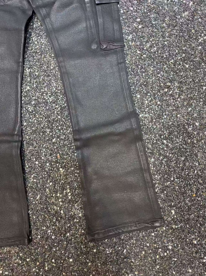 Purple Brand 1:1 quality version Coated Waxed Denim Dual Side Cargo Pocket Slim Flare Jeans 29458938