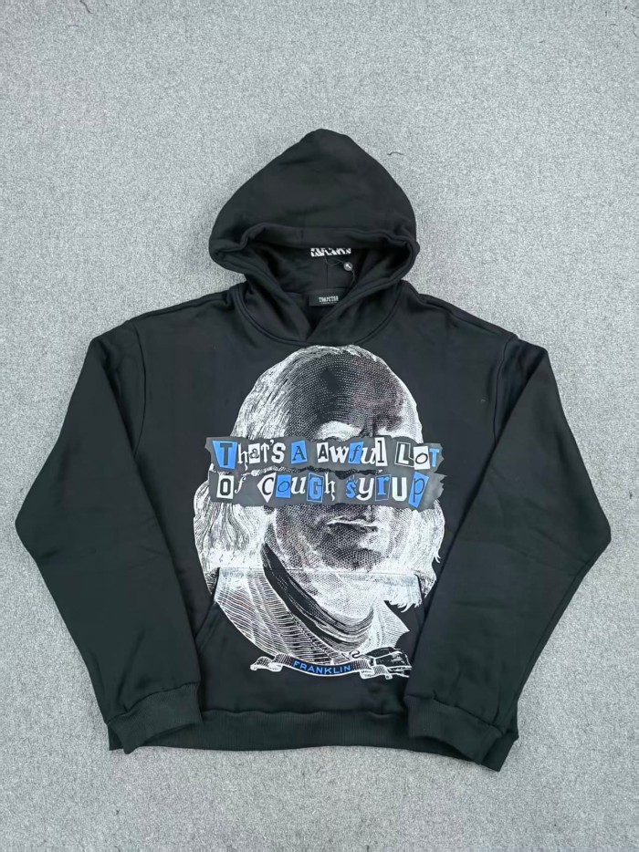 Trap Star Collage Franklin Portrait & Graffiti Text Print Hoodie 2 colors 29077359