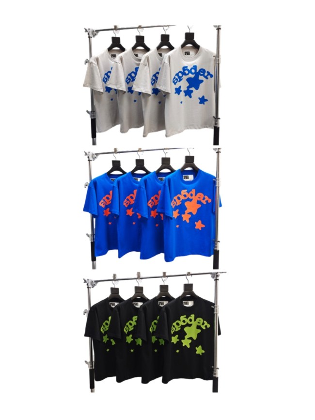 Sp5der [Big & Tall for weights up to 220 lbs]1:1 quality version 3D Puff Print Star & Letter Tee 3 colors 29458694