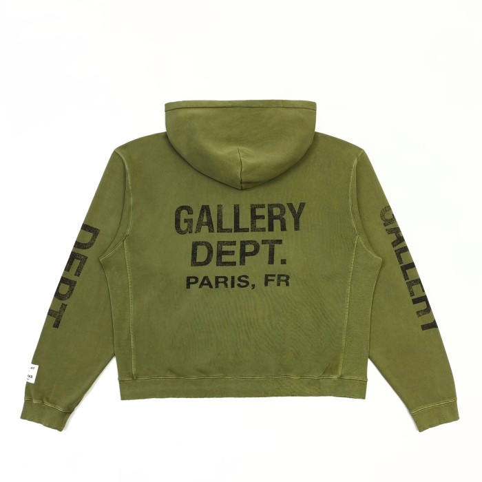 GaIIery Dept. [Big & Tall for weights up to 260 lbs]1:1 quality version Vertical Black Letter Print on Both Sleeves Washed Full-Zip Hoodie 29458627