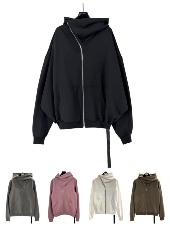 Rick Owens 1:1 quality version Small Label Streamer Diagonal Zip Wizard Hoodie 5 colors 29214048