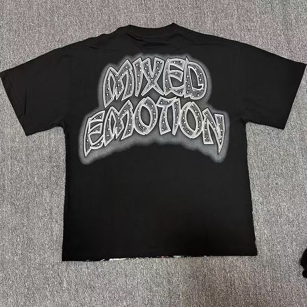 Mixed Emotion Front Two Angel Forest Graphic Hotfix Rhinestone Gothic Letter T-shirt 2 colors 29463377