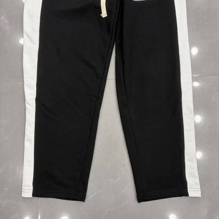Mixed Emotion Black White Side Stripe Cross Letter Print Half Zip Sweatshirt & Pants Set 29463123