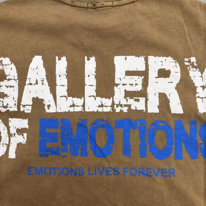 Mixed Emotion Front Letter Portrait Collage Back Slogan Text Print Distressed Rip Washed T-shirt 29463087