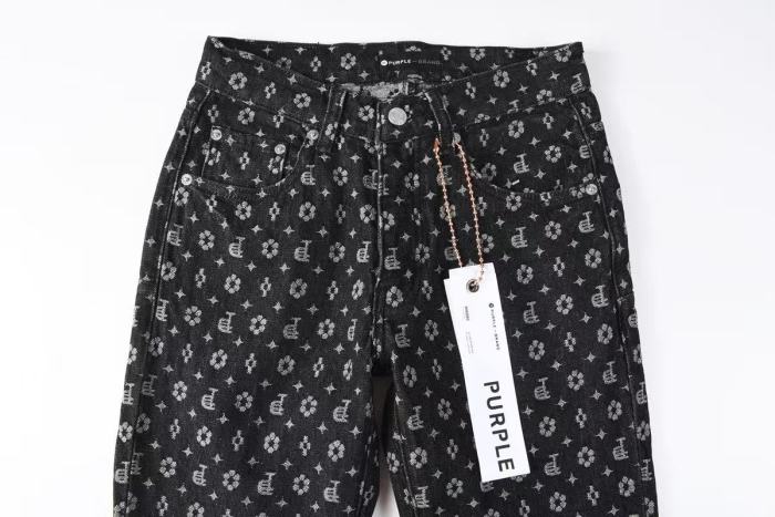 Purple Brand 1:1 quality version Full Jacquard Letter Flower Star Geometric Monogram Slim Fit Jeans 29463420