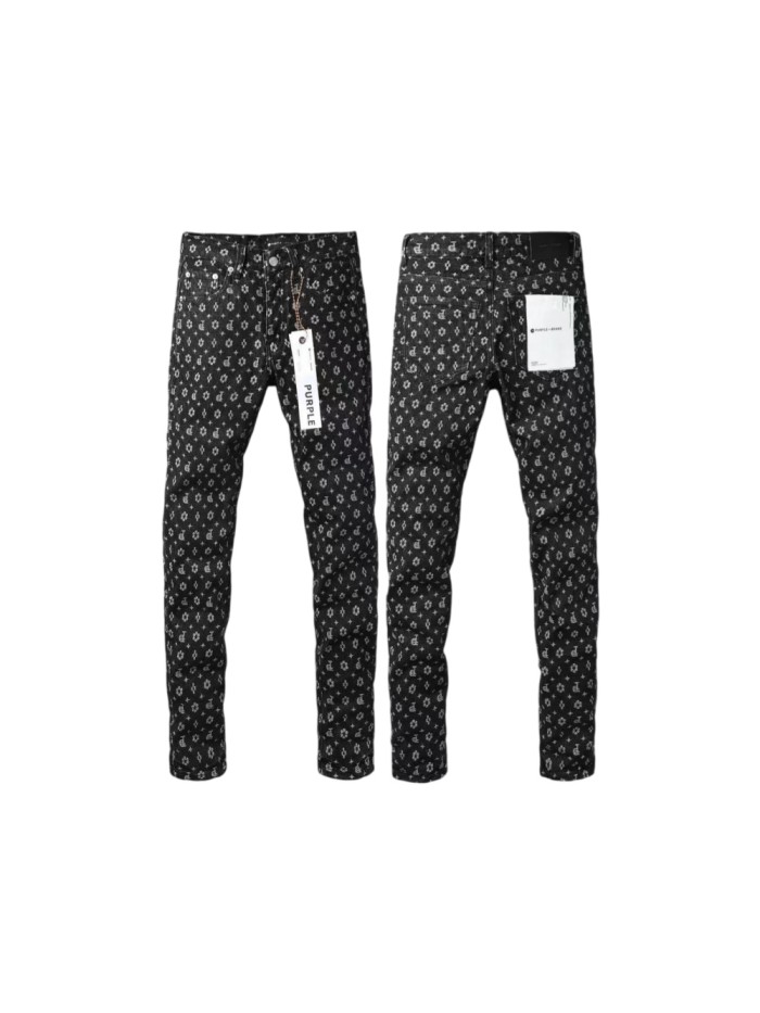 Purple Brand 1:1 quality version Full Jacquard Letter Flower Star Geometric Monogram Slim Fit Jeans 29463420