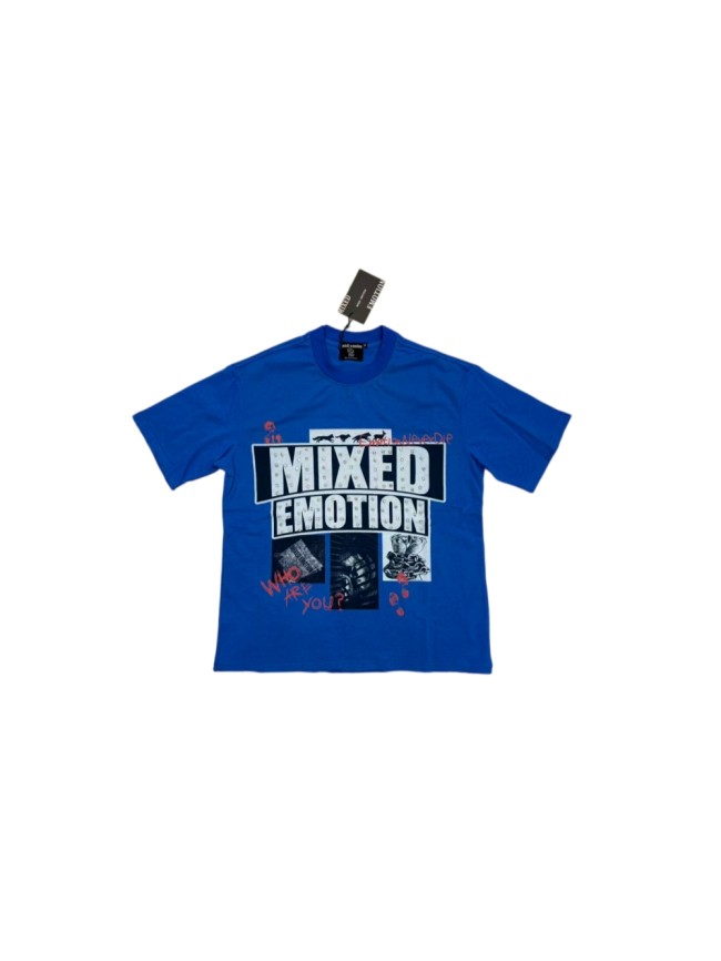 Mixed Emotion Rhinestone Big Letter Black White Photo Red Doodle Slogan Print T-shirt 29463105