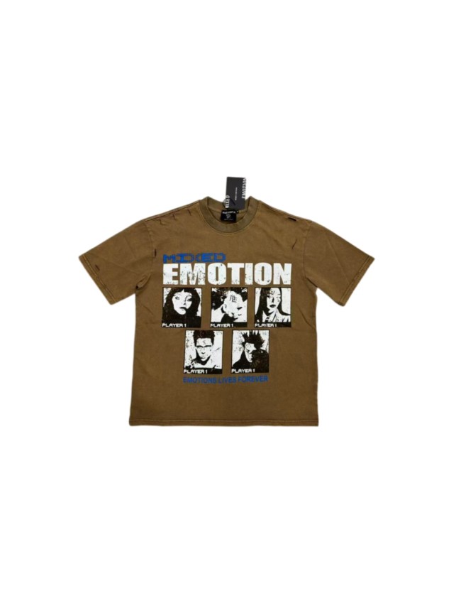 Mixed Emotion Front Letter Portrait Collage Back Slogan Text Print Distressed Rip Washed T-shirt 29463087