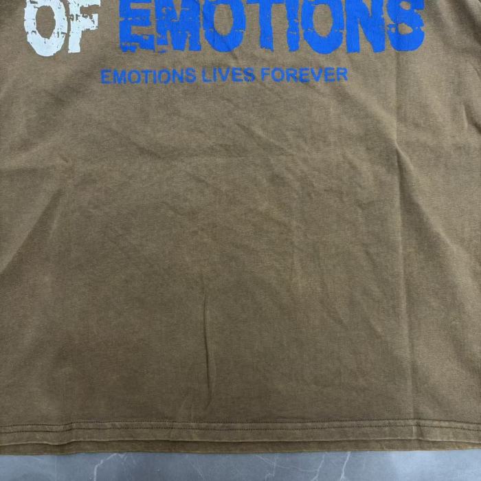 Mixed Emotion Front Letter Portrait Collage Back Slogan Text Print Distressed Rip Washed T-shirt 29463087