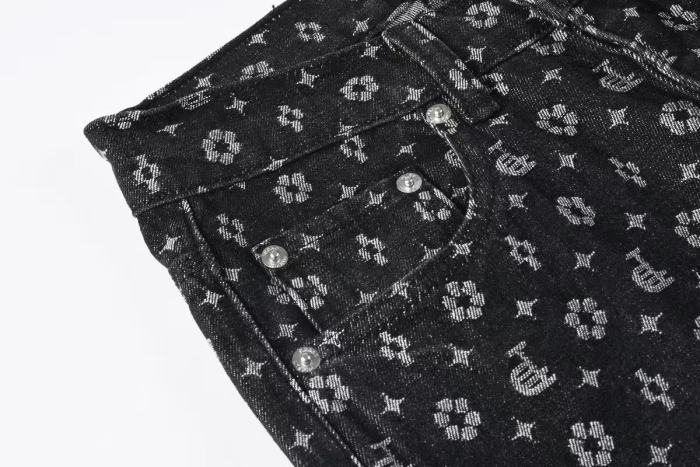 Purple Brand 1:1 quality version Full Jacquard Letter Flower Star Geometric Monogram Slim Fit Jeans 29463420