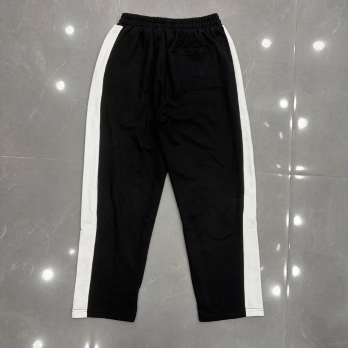 Mixed Emotion Black White Side Stripe Cross Letter Print Half Zip Sweatshirt & Pants Set 29463123
