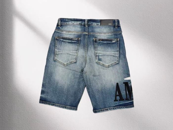 Amiri 1:1 quality version Washed Starburst Logo Patch Embroidery Straight Leg Denim Shorts 29465223