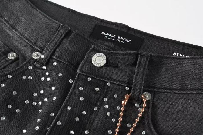 Purple Brand 1:1 quality version All Over Star Hotfix Rhinestone Cross Crystal Patch Frayed Denim Shorts 29465299