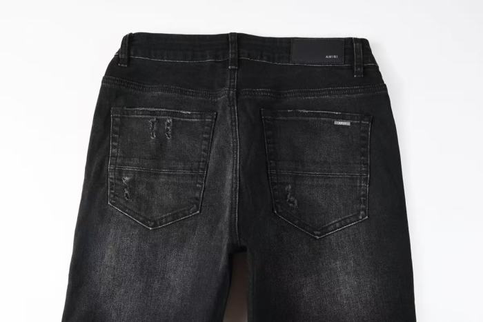 Amiri 1:1 quality version Vintage Washed Red Plaid Patch Frayed Ripped Skinny Denim Jeans 29465198