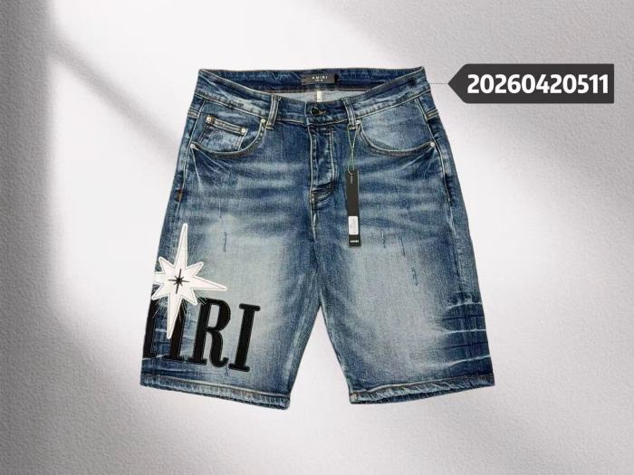 Amiri 1:1 quality version Washed Starburst Logo Patch Embroidery Straight Leg Denim Shorts 29465223