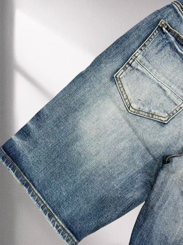 Amiri 1:1 quality version Washed Starburst Logo Patch Embroidery Straight Leg Denim Shorts 29465223