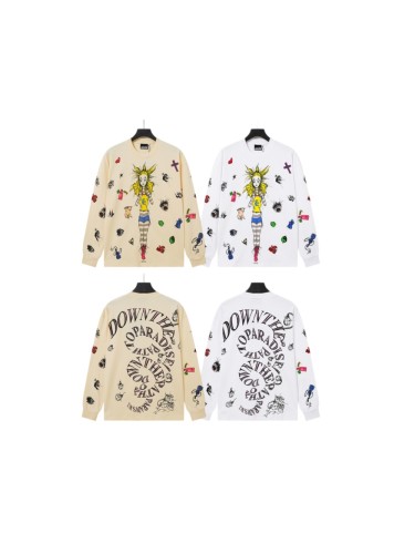 Hellstar Studio Cartoon Character Doodle Graffiti Print Spiral Letter Slogan Long Sleeve T-Shirt 2 colors 29468612