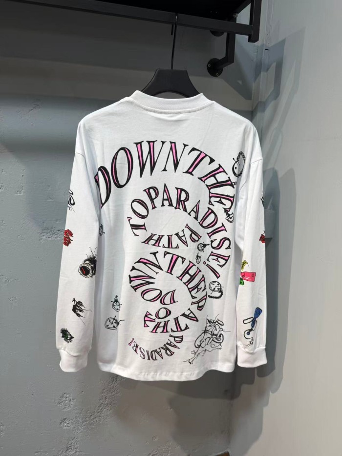 Hellstar Studio Cartoon Character Doodle Graffiti Print Spiral Letter Slogan Long Sleeve T-Shirt 2 colors 29468612