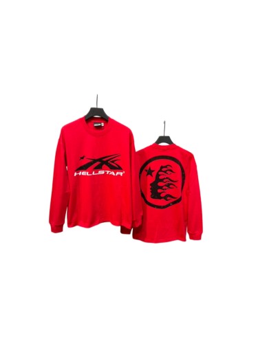 Hellstar Studio Abstract Logo Bold Text Print Circle Hotfix Rhinestone Profile Flame Long Sleeve T-Shirt 29468636