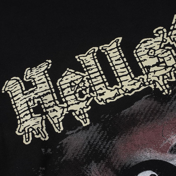Hellstar Studio Horror Movie Scene Print Back Cracked Face Flame Long Sleeve T-Shirt  29468677