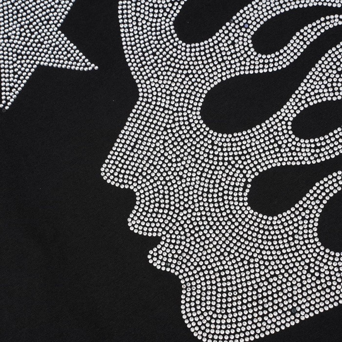 Hellstar Studio Blue Purple Portrait Print Back Rhinestone Face Flame Star Long Sleeve T-Shirt 2 colors 29468625