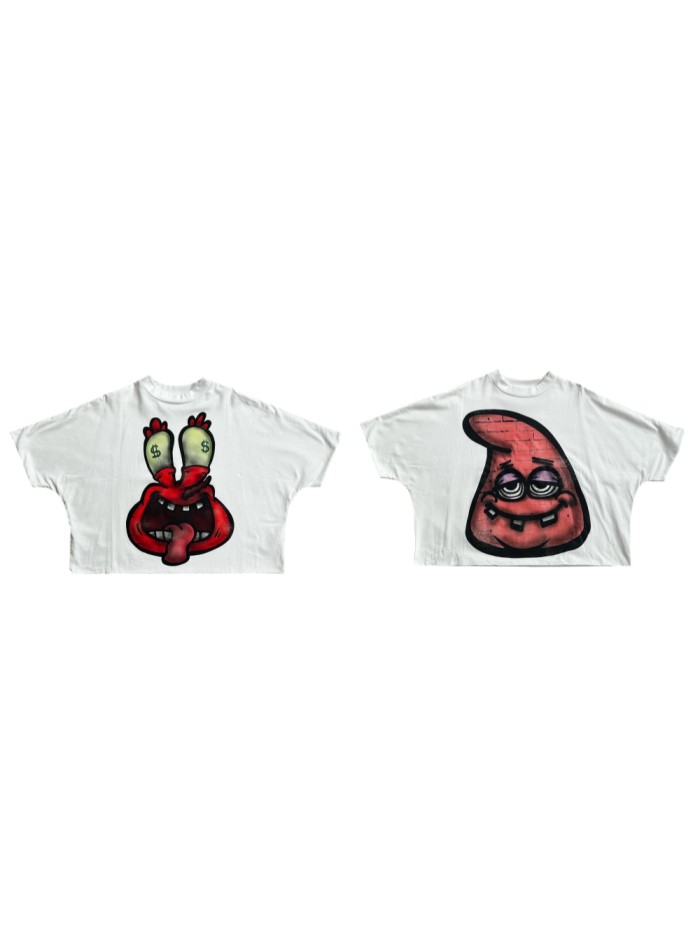 [50% Off]Abstract Large Size Cartoon Pattern Print Tee 5 Colors 26905815