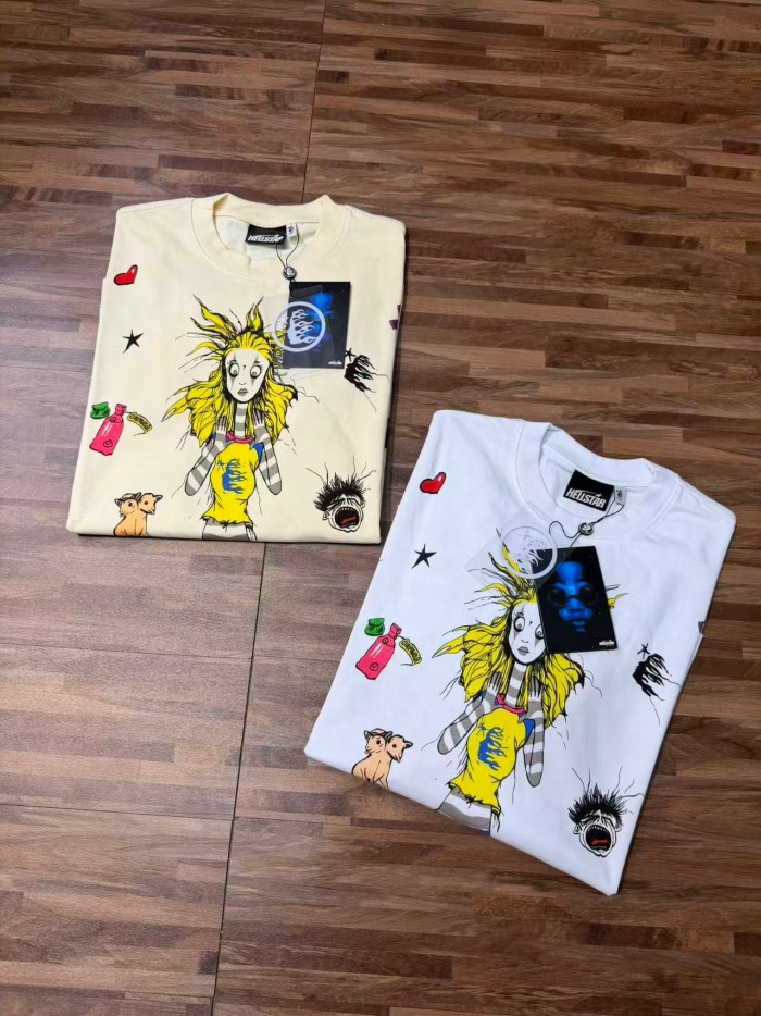 Hellstar Studio Cartoon Character Doodle Graffiti Print Spiral Letter Slogan Long Sleeve T-Shirt 2 colors 29468612