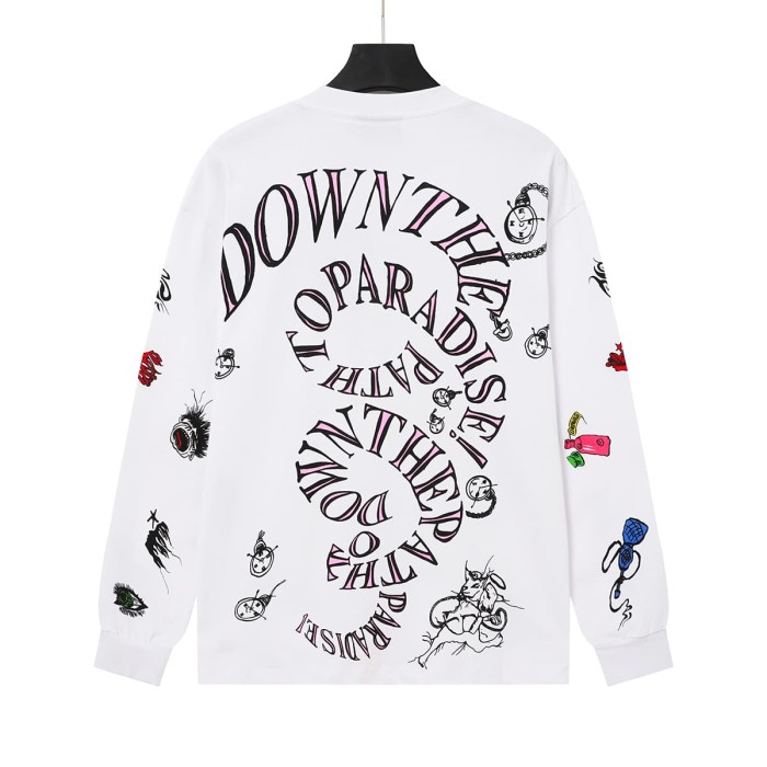 Hellstar Studio Cartoon Character Doodle Graffiti Print Spiral Letter Slogan Long Sleeve T-Shirt 2 colors 29468612