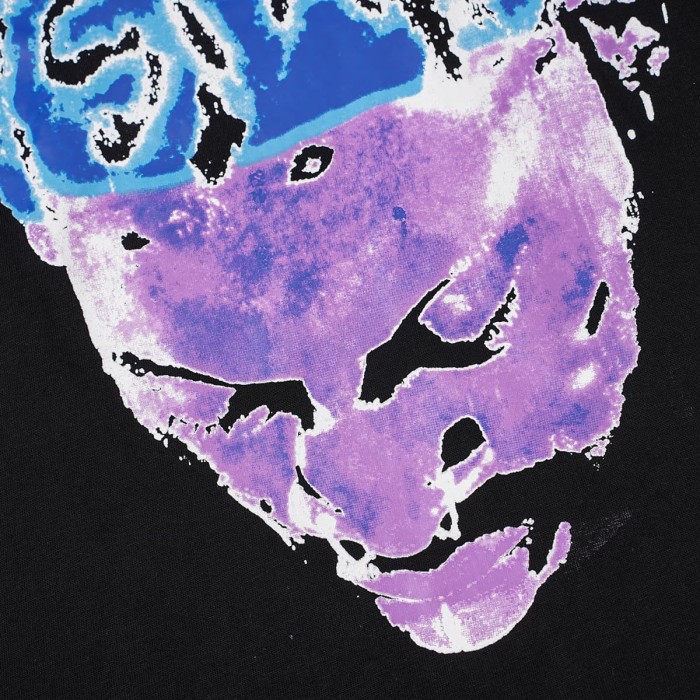 Hellstar Studio Blue Purple Portrait Print Back Rhinestone Face Flame Star Long Sleeve T-Shirt 2 colors 29468625