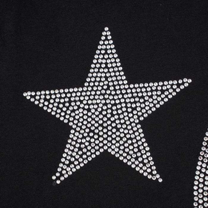 Hellstar Studio Blue Purple Portrait Print Back Rhinestone Face Flame Star Long Sleeve T-Shirt 2 colors 29468625