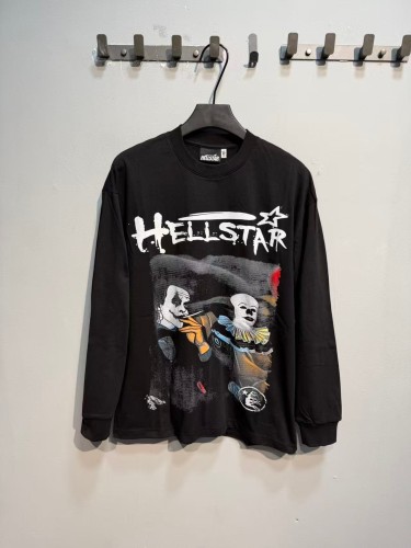 Hellstar Studio Scary Clown Distressed Typography Star Print Red Balloon Hand String Long Sleeve T-Shirt  29468691