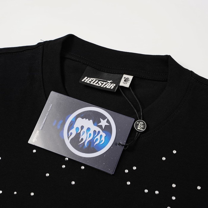 Hellstar Studio Nebula Smoke Print Hotfix Rhinestone Letter Flame Face Star Long Sleeve T-Shirt 2 colors 29468657