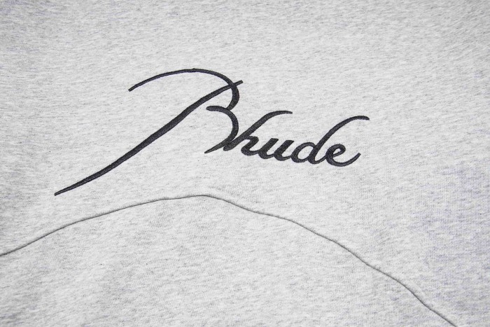 Rhude 1:1 quality version Script Signature Logo Curved Panel Seam Full Zip Hoodie 4 colors 29471958