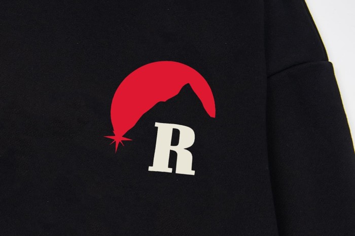 Rhude Vintage Outdoor Mountain Canoe Landscape Print Pullover Hoodie 29471928