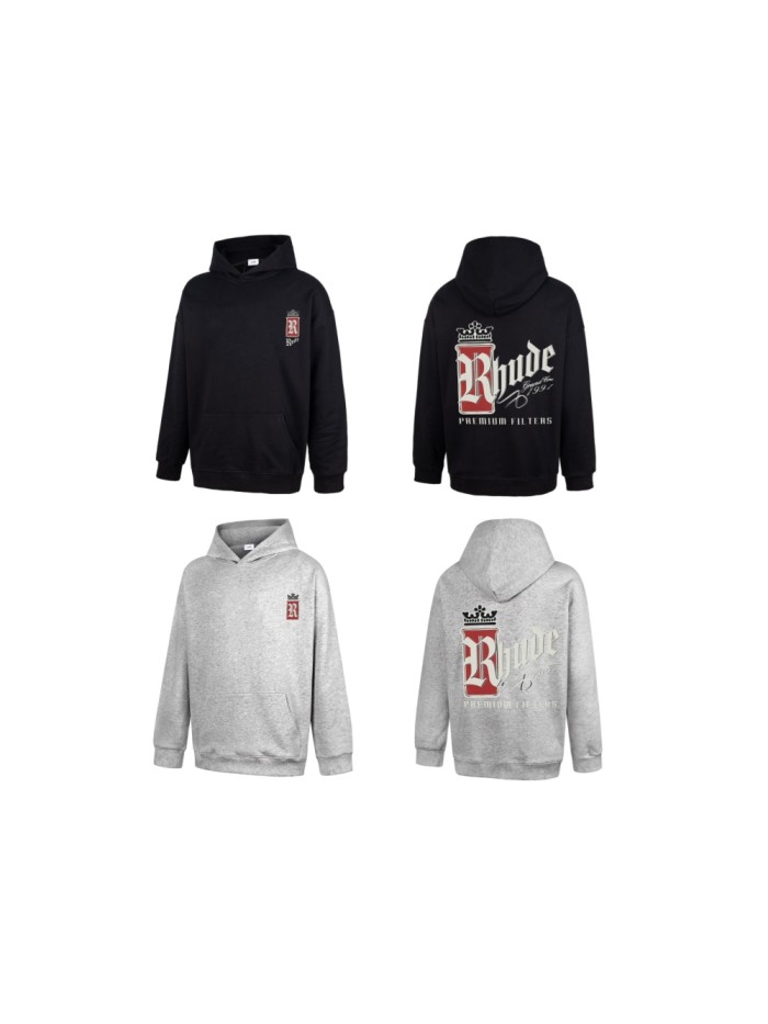 Rhude Premium Filters Vintage Cigarette Crown R Crest Print Pullover Hoodie 2 colors 29471892