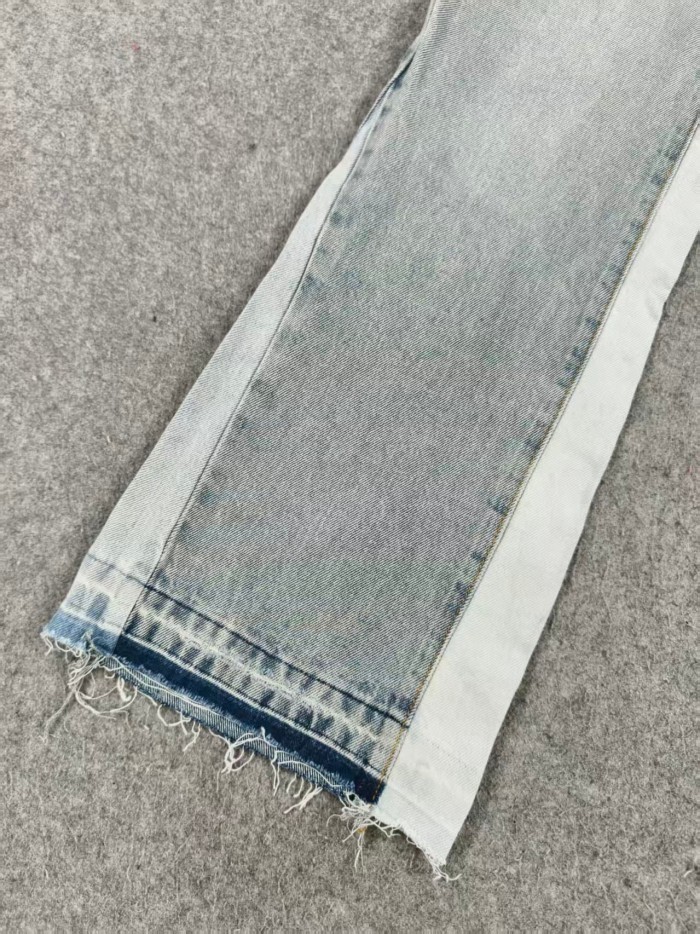 Basic High Street Washed Micro Blue Spliced Jeans 3 colors