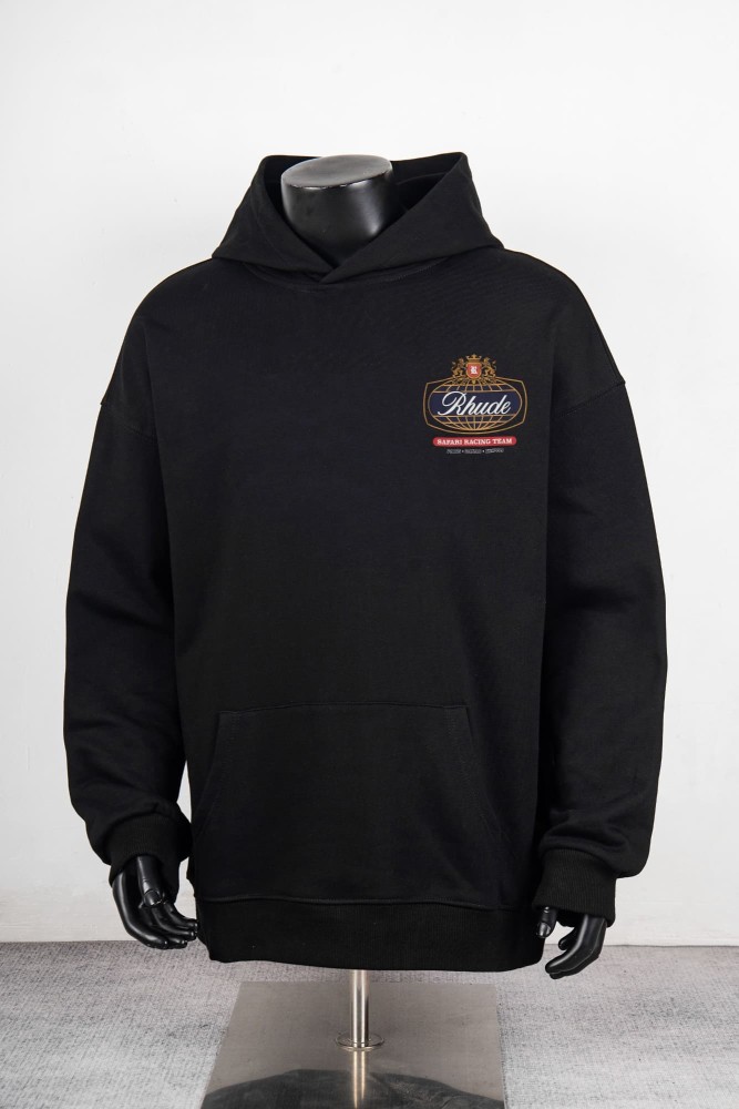 Rhude Vintage Rally Racing Globe Double Lion Crest Print French Terry Pullover Hoodie 2 colors 29471305
