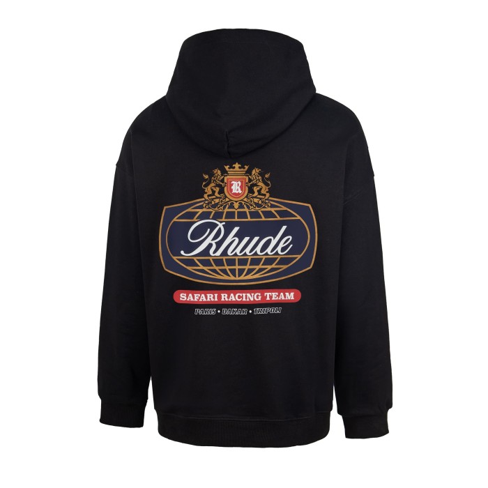 Rhude Vintage Rally Racing Globe Double Lion Crest Print French Terry Pullover Hoodie 2 colors 29471305